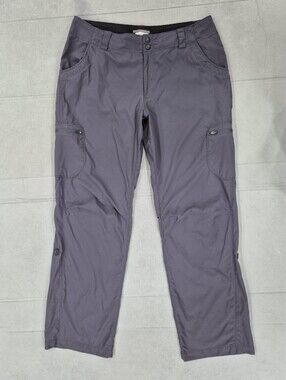 LL Bean hiking pants women's 12 gray roll up cuff stretch straight leg mid rise